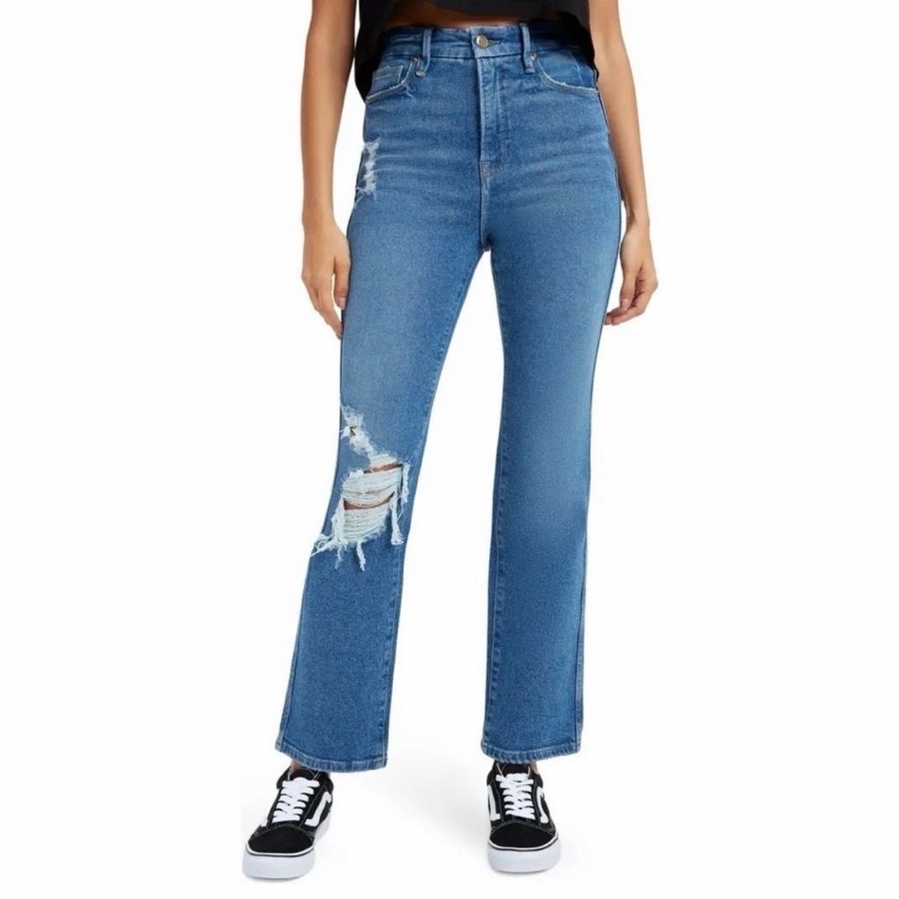 Good American Good Curve Straight Leg Distressed Jeans Women’s Size 15 - Picture 11 of 11